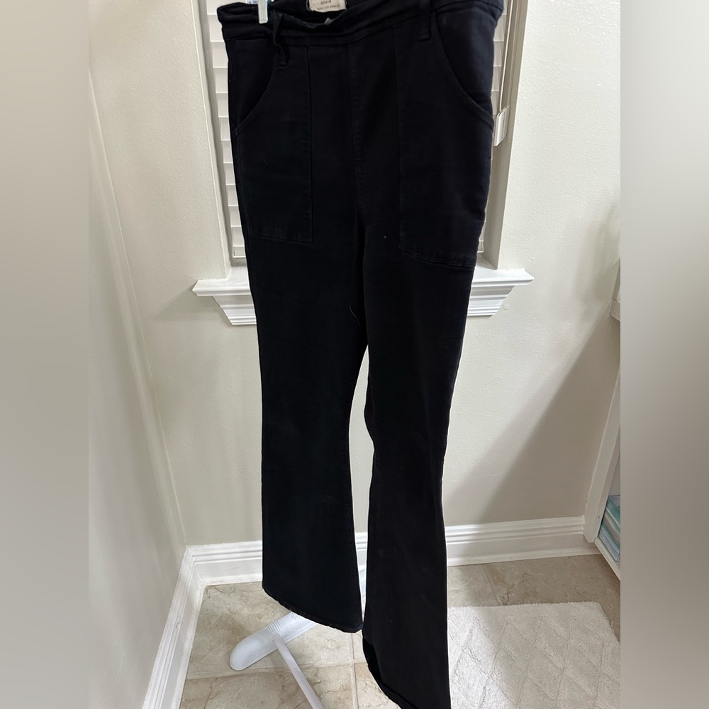 Frame Denim Black Denim, Flare Jeans, 32, Stretch
